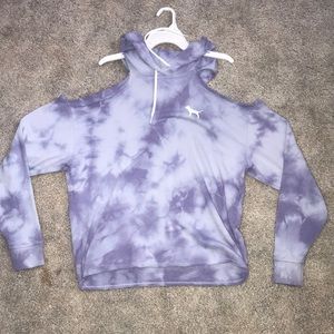 PINK hoodie with cut out shoulders